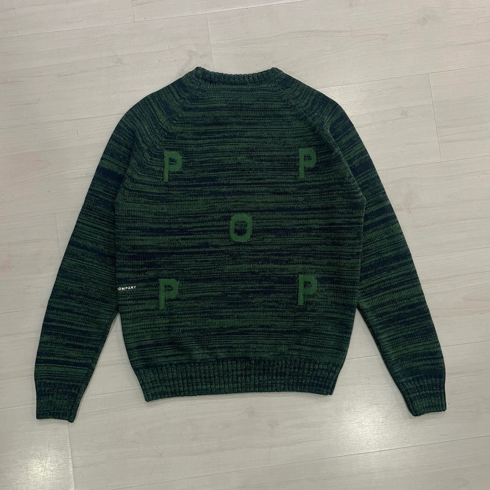 Pop Trading Company - Popgebreid gemêleerd logo met ronde hals (marineblauw/jeneverbes) – photo 7